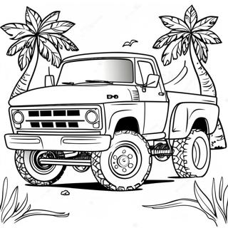 জ্যাকড আপ ফোর্ড ট্রাক রঙিন পৃষ্ঠা