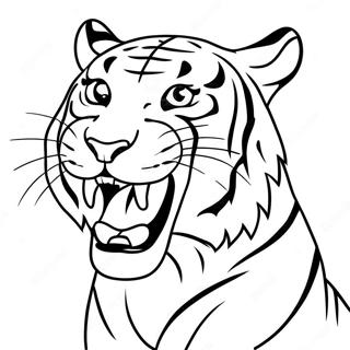 বেঙ্গল টাইগার গর্জন করছে রঙ করার পাতা রঙ করার পাতা
